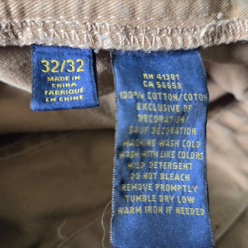 Polo‎ Ralph Lauren Mens Tan Khaki Authentic Dungarees Cotton Pants 32x32